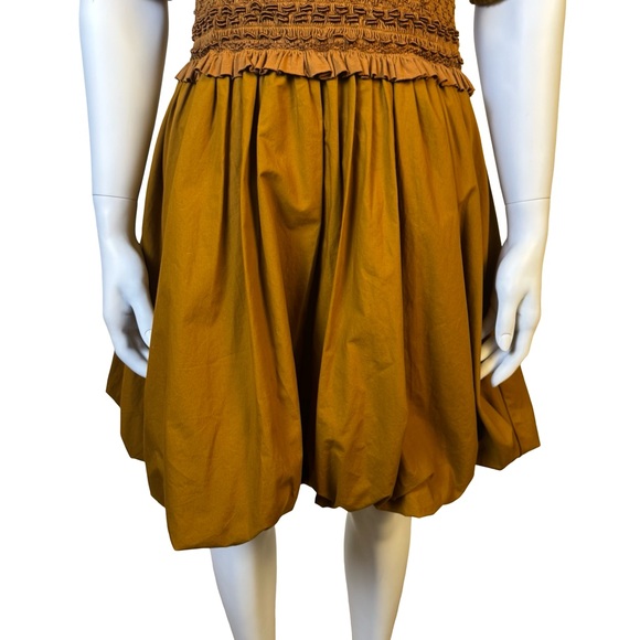 $525 NEW ULLA JOHNSON Kali Dress Sandstone Kaiya Smock Bodice Cotton Sz 2 Small - Picture 7 of 12